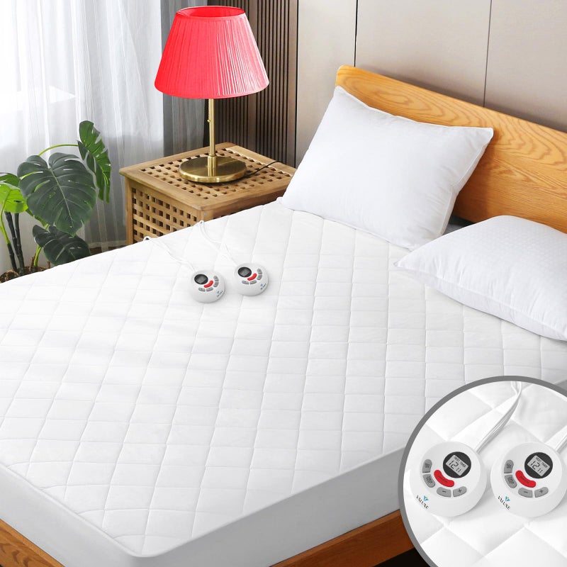VALUXE Heated Mattress Pad Queen Size Quilted Zone Heating Electric Bed Warmer Luxury Comfort Heat Mattress Pad Cover Dual Controllerï¼ˆ10 Heat Setting | 1-12 Hours Auto Shut Off | with 8-21 Inch Deep Pocketï¼‰ - Image 1