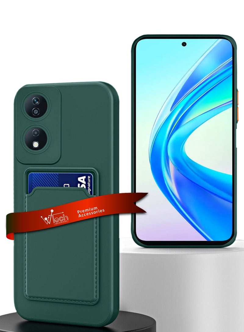 Wtech Silicone TPU With Card Holder Case Cover For Honor X7b 4G 2023 Dark Green  - Image 1