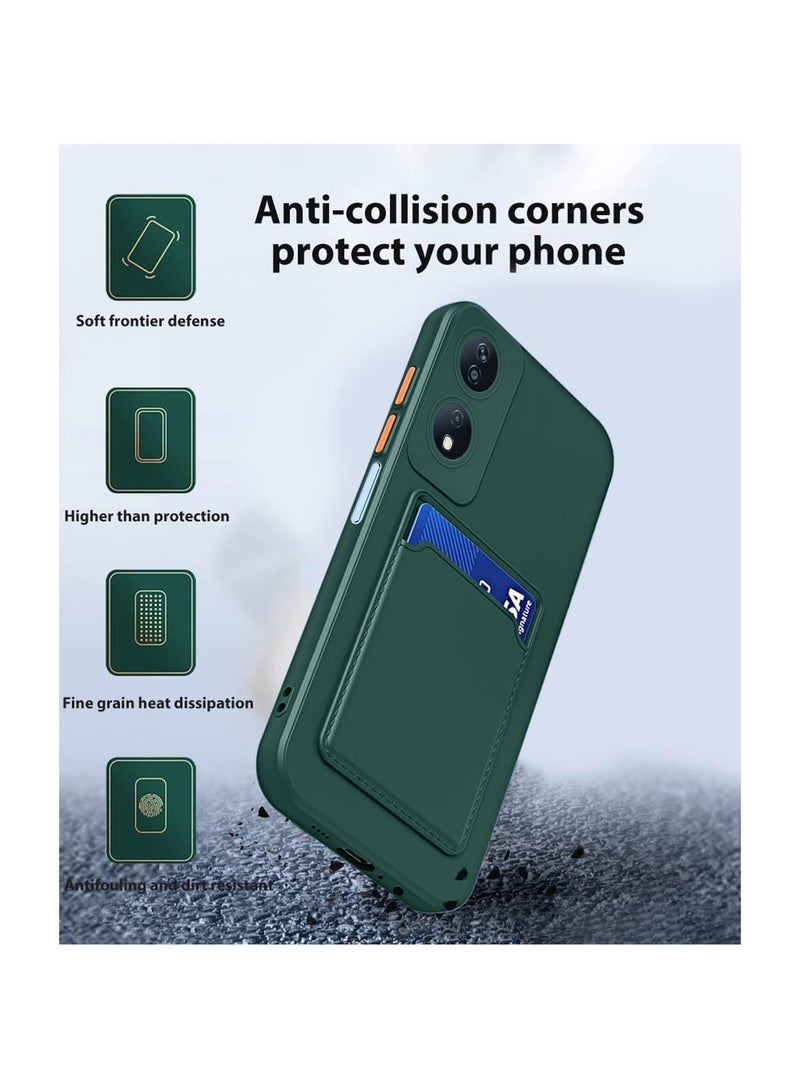 Wtech Silicone TPU With Card Holder Case Cover For Honor X7b 4G 2023 Dark Green  - Image 2