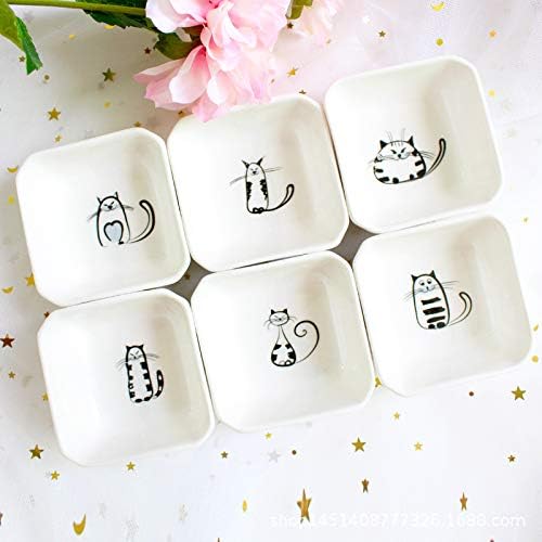 SOCOSY طبق صلصة خزفي على شكل قطة لطيفة جداً - طبق توابل - وعاء غمس صويا للسوشي - أطباق مقبلات - طبق تقديم للمطبخ والمنزل - مجموعة من 6 - Image 5