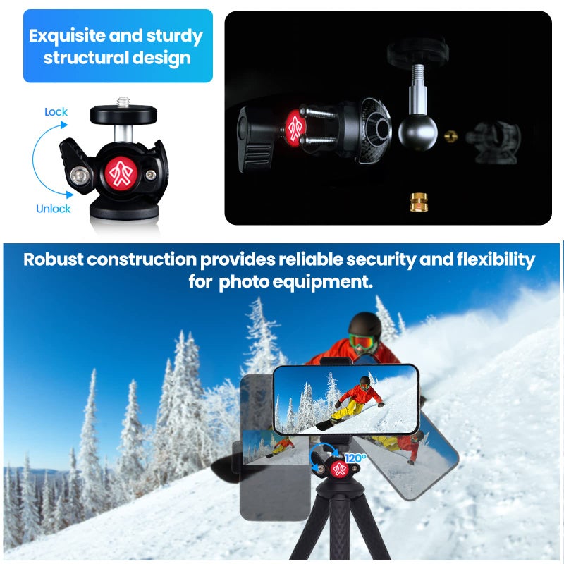 Goocong Tripod for iPhone, Goocong Flexible Tripod for Phone Camera with Cell Phone Mount for Samsung Google Smartphone, DSLR Camera - Image 2