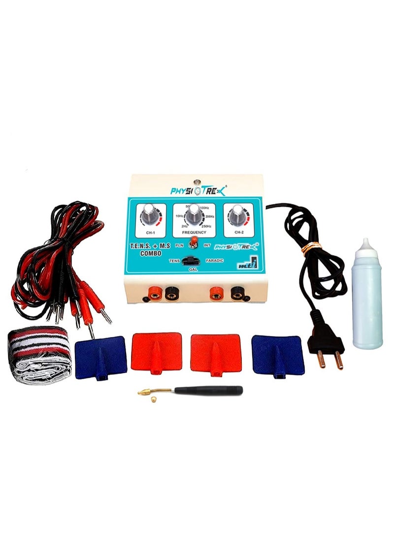 PHYSIOTREX Mini Corded Electric Tens and Muscle Stimulator 2 Channel Mini Tens Ms Whole_Body Massager Machine, Multicolour - Image 1
