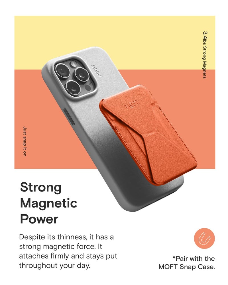 MOFT Magnetic Wallet Stand Compatible with iPhone 17/16/15/14/13/12 Series, Angle Adjustment & Magsafe Compatible MOVAS Phone Stand,Sunrise - Image 4
