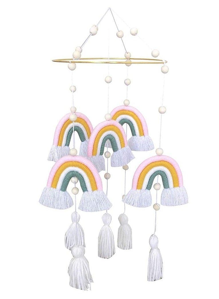 SOLARAE Baby Wind Chimes,Mobile Baby Cot Mobile Wind Chime Rattle Toy Macrame Rainbow Nursery Hanging Bed Bell Gift for Baby Nursery, Home Decoration, Unique Wind Chimes - Image 1
