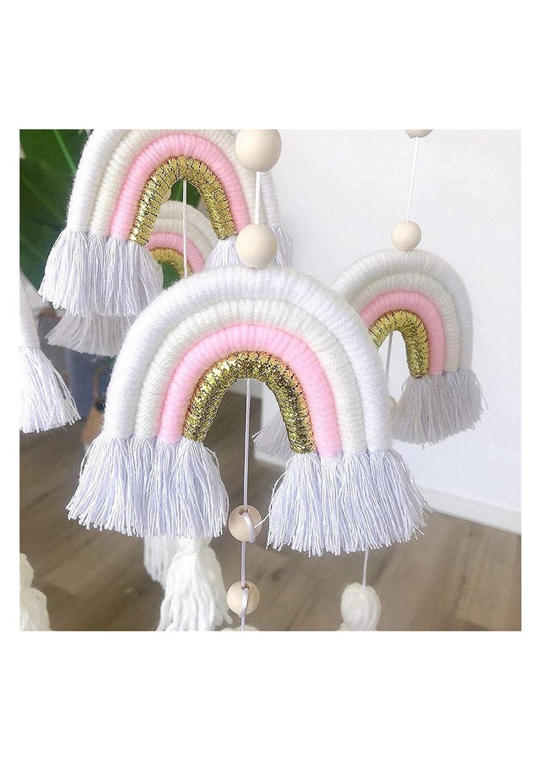 SOLARAE Baby Wind Chimes,Mobile Baby Cot Mobile Wind Chime Rattle Toy Macrame Rainbow Nursery Hanging Bed Bell Gift for Baby Nursery, Home Decoration, Unique Wind Chimes - Image 5