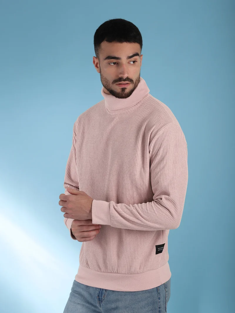 Beyoung Baby Pink Turtle Neck Sweatshirt