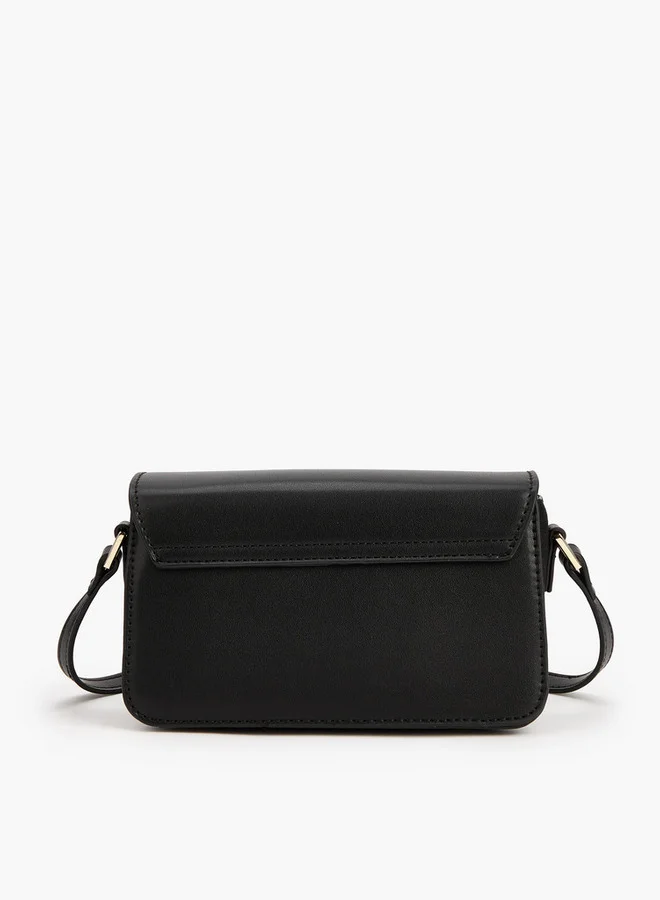Flora Bella By Shoexpress Textured Crossbody Bag with Button Closure