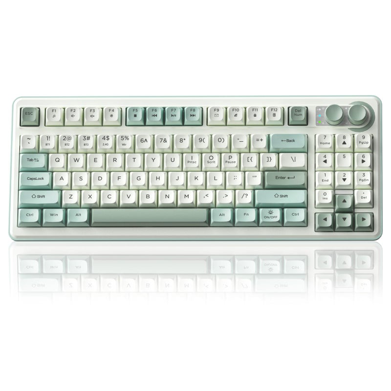 CORBOBO SOLAKAKA SK90-75% Wireless Keyboard, Cute Creamy Gaming Keyboard with Number Pad, Tri-Mode BT5.0/2.4G/USB-C, Media Knob, RGB Backlit, Quiet Keys Silent Office Keyboards for PC MAC - Image 1