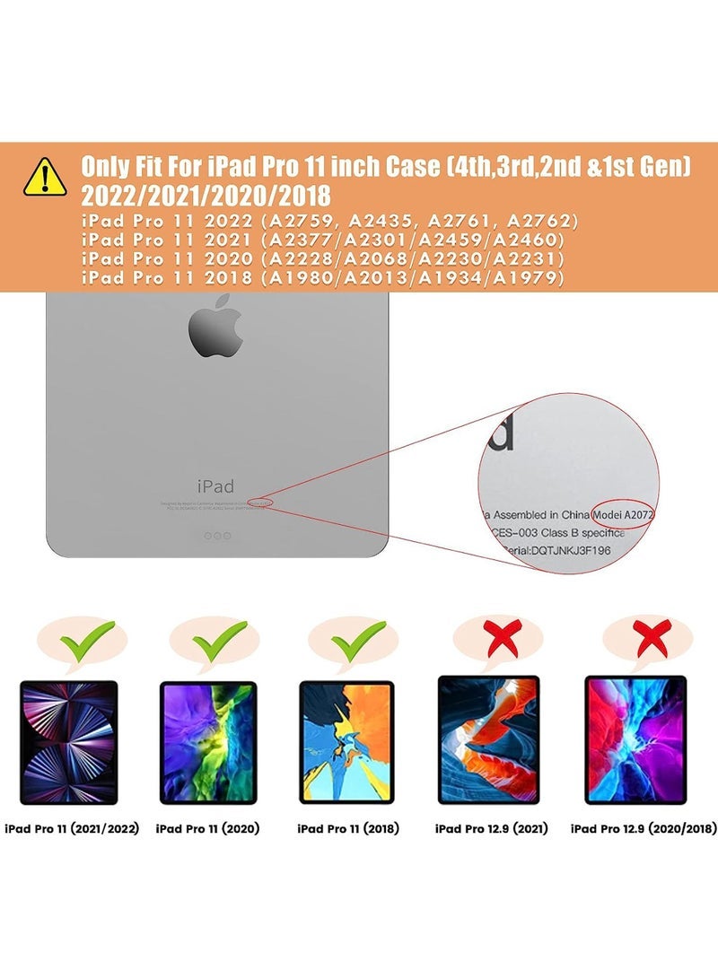 Captaintech Cover For Apple iPad Pro 11 inch (2022/2021/2020/2018) Generation with Pencil Holder, 【Support Apple Pencil Charging and Touch ID】, Clear Transparent Case with Auto Wake/Sleep - Image 2
