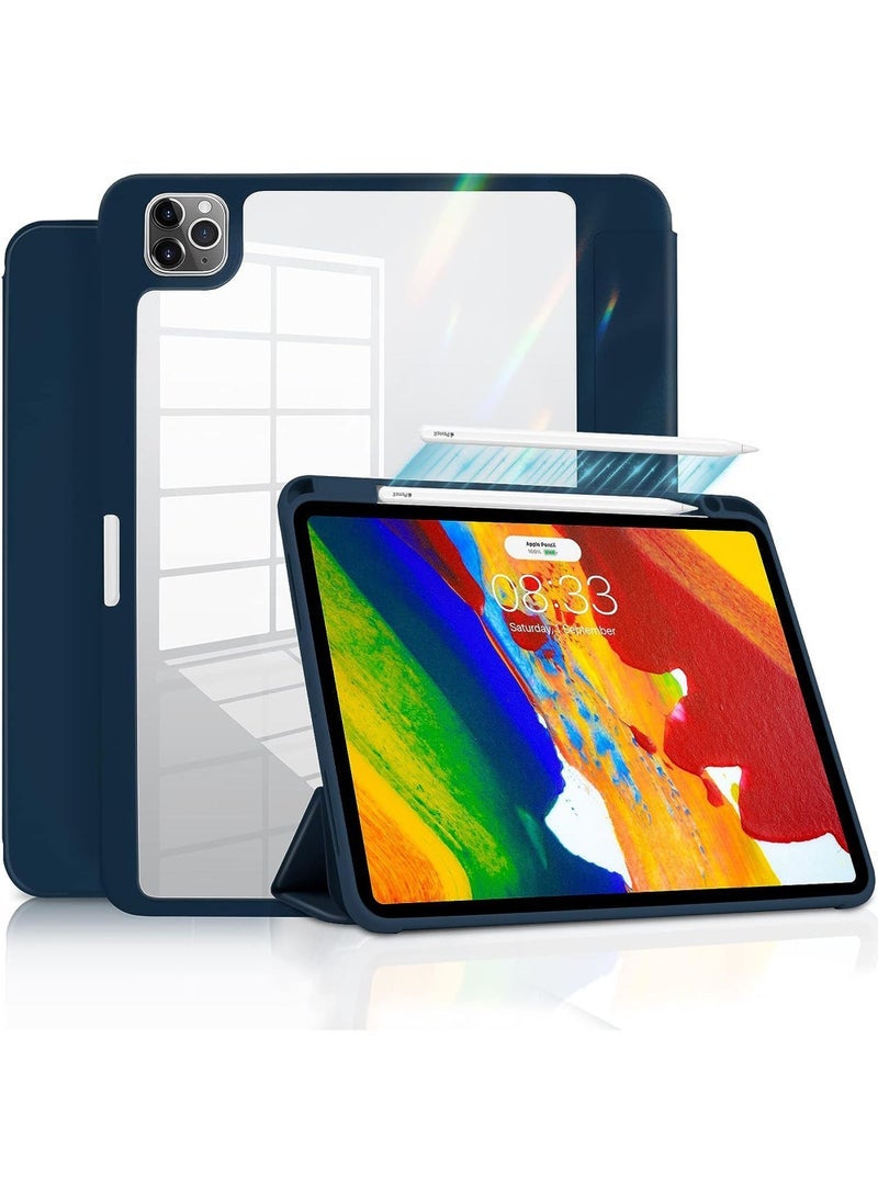 Captaintech Cover For Apple iPad Pro 11 inch (2022/2021/2020/2018) Generation with Pencil Holder, 【Support Apple Pencil Charging and Touch ID】, Clear Transparent Case with Auto Wake/Sleep - Image 1