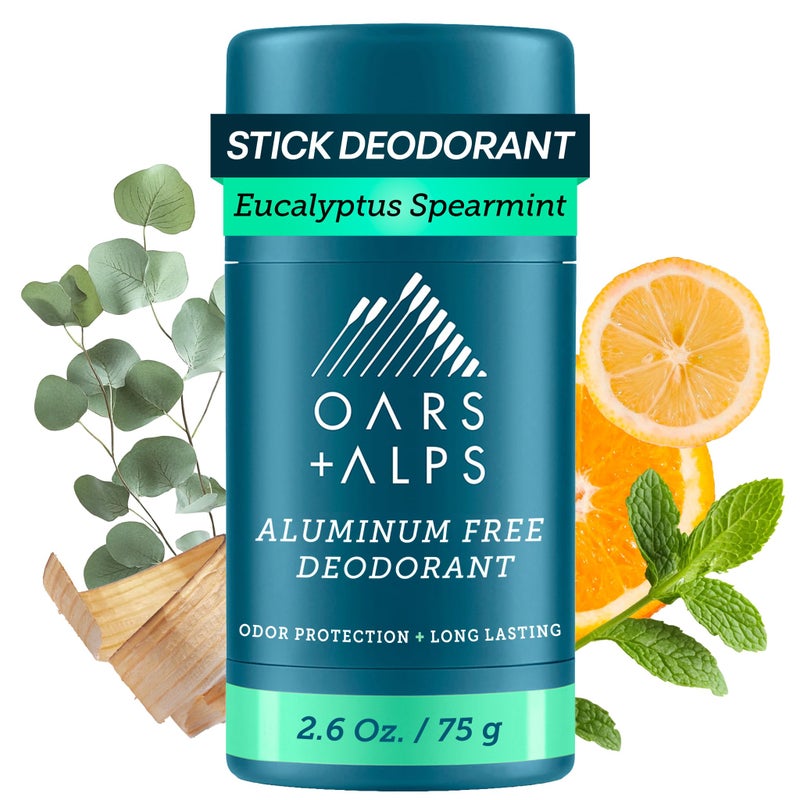 Oars + Alps Deodorant for Men & Women, Aluminum Free Deodorant for Men, Dermatologist Tested, Clean Ingredients, Vegan, Long Lasting, Odor Protection, Eucalyptus Spearmint, 1pk - Image 1