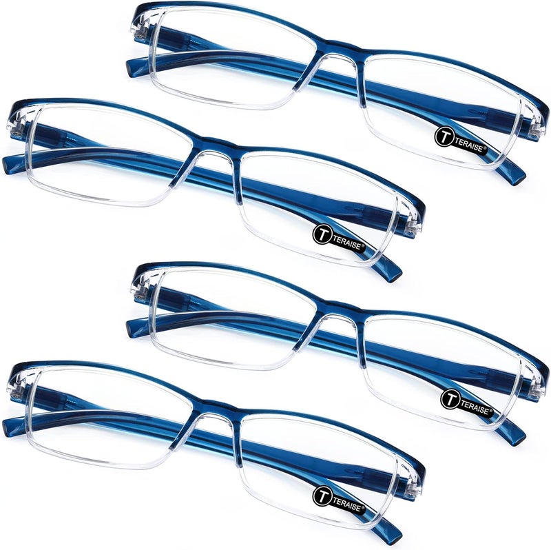 TERAISE Anti- UV Reading Glasses 4 Pairs Blue Light Blocking Reader Womens Mens (3.25X) - Image 1