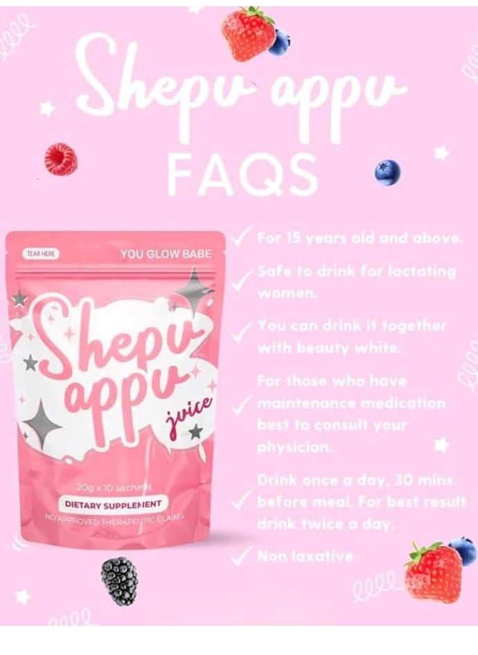 You Glow Babe Shepu Appu Beauty Drink Mix - 10 Sachets | Skin Hydration Support with Hyaluronic Acid & Vitamin C | Pink Powder Supplement  - Image 3