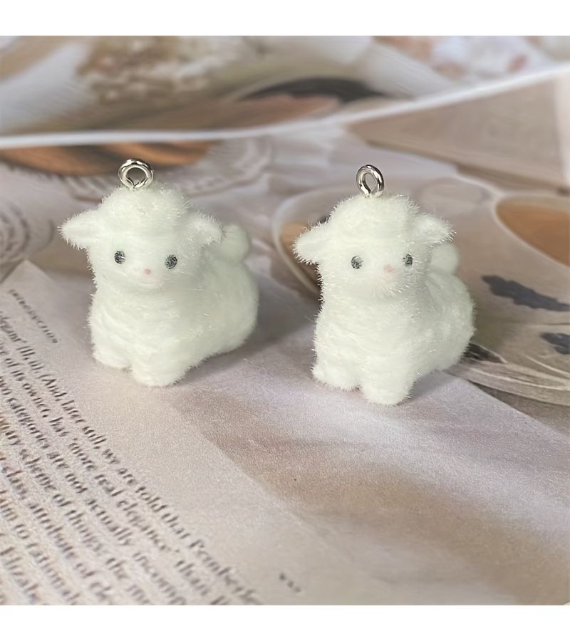 10pcs Resin Alpaca Charms for Jewelry Making Craft Flocked Sheep - Image 3