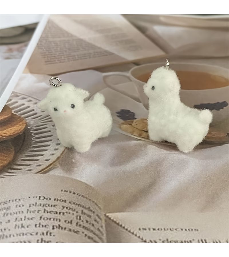 10pcs Resin Alpaca Charms for Jewelry Making Craft Flocked Sheep - Image 4