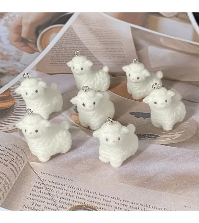 10pcs Resin Alpaca Charms for Jewelry Making Craft Flocked Sheep - Image 1