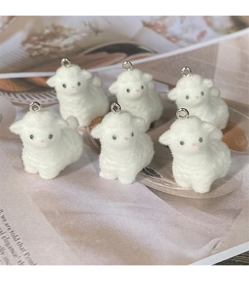 10pcs Resin Alpaca Charms for Jewelry Making Craft Flocked Sheep - Image 5