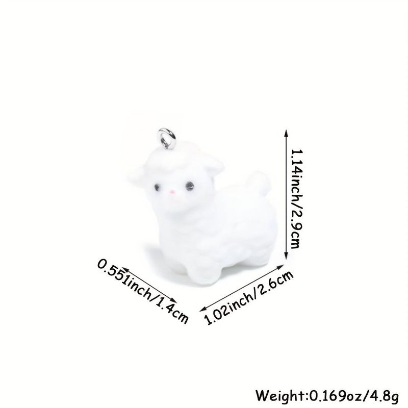 10pcs Resin Alpaca Charms for Jewelry Making Craft Flocked Sheep - Image 2