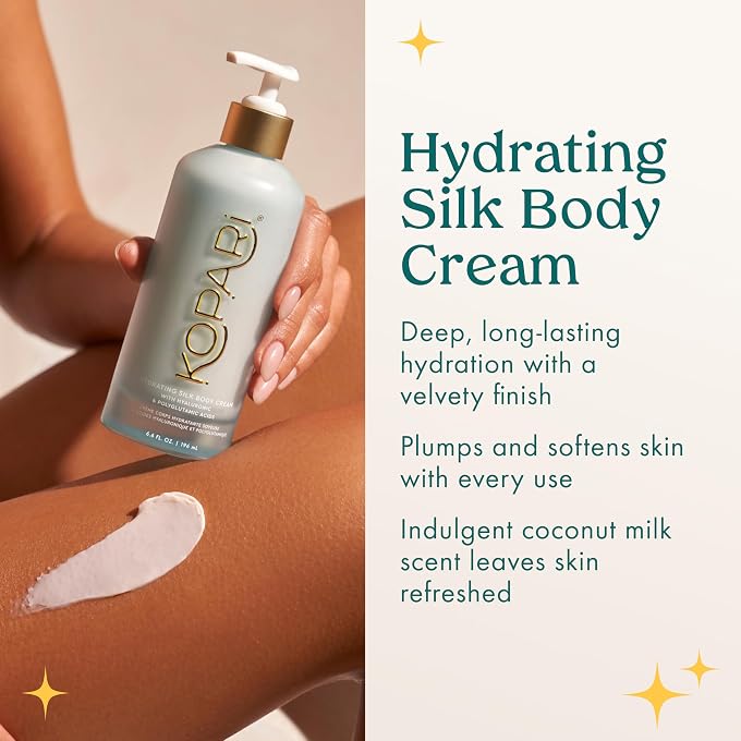 Kopari Hydrating Silk Body Cream with Hyaluronic & Polyglutamic Acids  Long Lasting Moisturizer for Dry Skin, Lightweight & Silky Texture, Sweet Coconut Milk Scent, 6.7 fl oz - Image 3