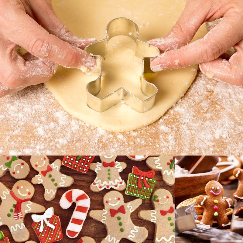 KAISHANE Gingerbread Man Cookie Cutter Set 3Pcs Stainless Steel Biscuit Cutter For Christmas Day - Image 3