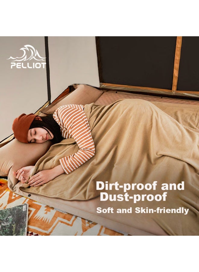PELLIOT Pelliot Outdoor Sleeping Bag, Autumn And Winter Adult Camping, Dirt-proof Fleece Inner Liner, Thickened Warm Blanket, 16003003, Caramel Color - Image 1
