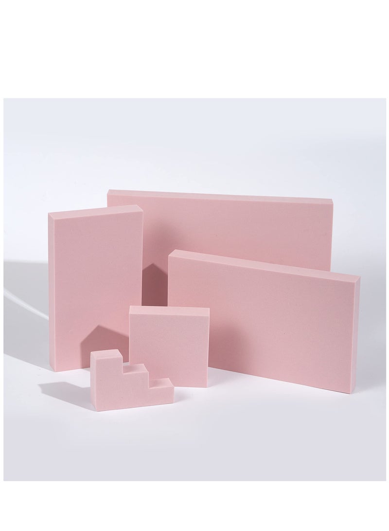 Rectangle Stereo Geometric Shape Foam Photography Props Set Three-dimensional Scene Shooting Backdrop Ornament Indoor Posing Photo Decor Background 5Pcs (Pink) - Image 1