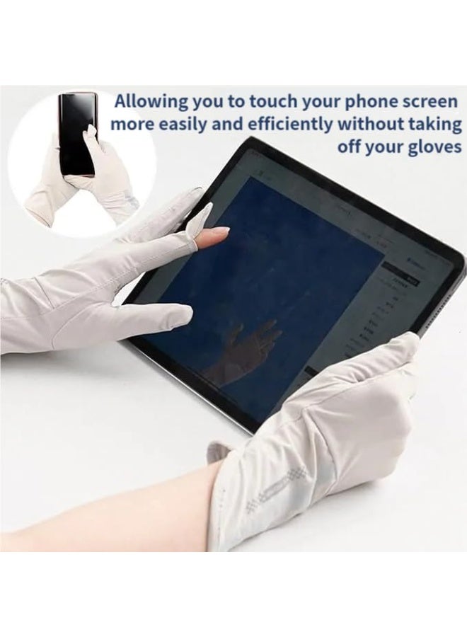 Joudi UPF 50+ Sun Protection Gloves for Women, Touchscreen Anti-Slip UV Driving & Cycling Gloves, Cool Feel Summer Outdoor Glove with Silicone Grip, Extended Wrist Cover - Image 4