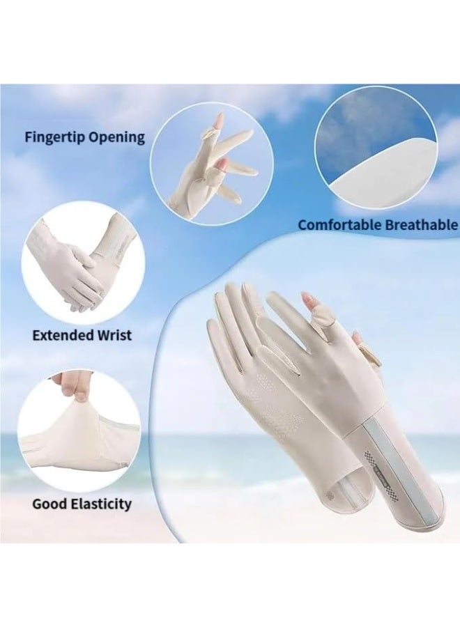 Joudi UPF 50+ Sun Protection Gloves for Women, Touchscreen Anti-Slip UV Driving & Cycling Gloves, Cool Feel Summer Outdoor Glove with Silicone Grip, Extended Wrist Cover - Image 2