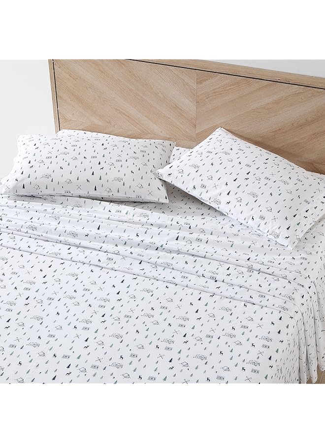 إدي بوار طقم ملاءة مزدوج من القطن والبيركال، ديكور منزلي رائع، أساسيات غرفة النوم، كامب أوت، أزرق داكن، توأم - Image 2