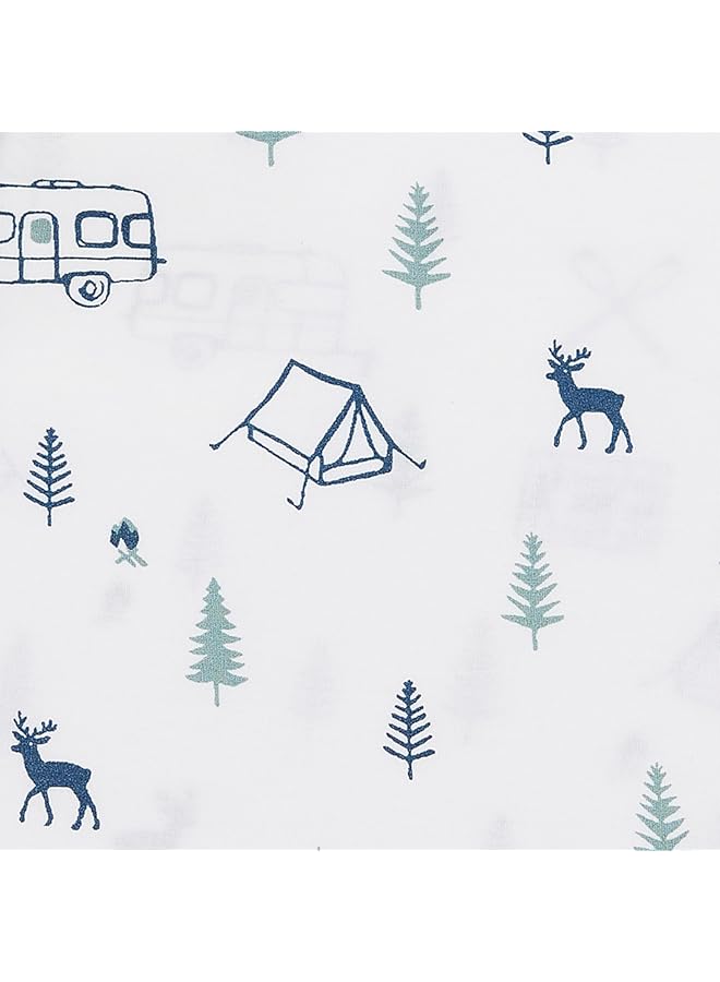 إدي بوار طقم ملاءة مزدوج من القطن والبيركال، ديكور منزلي رائع، أساسيات غرفة النوم، كامب أوت، أزرق داكن، توأم - Image 4