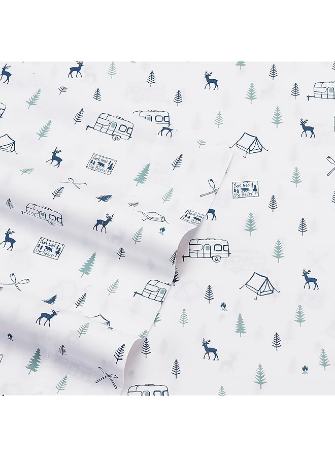 إدي بوار طقم ملاءة مزدوج من القطن والبيركال، ديكور منزلي رائع، أساسيات غرفة النوم، كامب أوت، أزرق داكن، توأم - Image 3