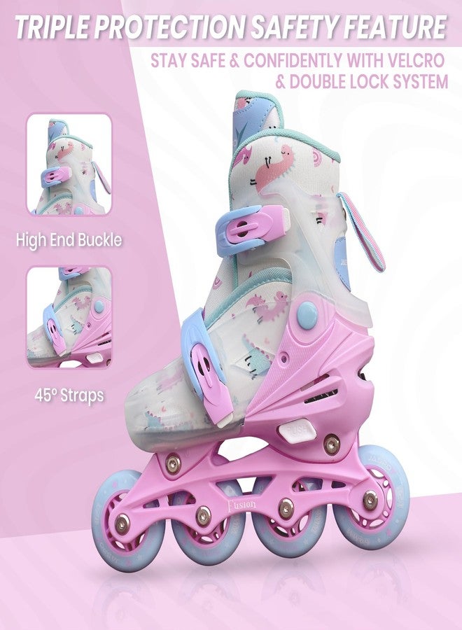 JASPO Fusion Stylish Adjustable Inline Skates for Kids & Youth - Lightweight Fibre-Body with 70mm PU Wheels, ABEC-7 Bearings & Ultra-Comfort Padding for All Age Groups (Pink, Small) (17.5-20 cms) - Image 2