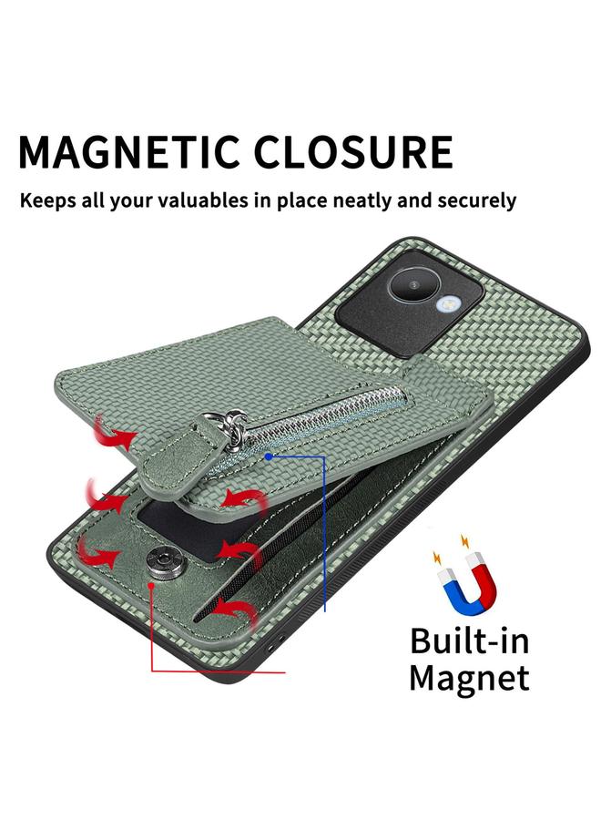 اس-توب جراب هاتف Realme Neo7 من ألياف الكربون مع سحاب رأسي قابل للطي - Image 5