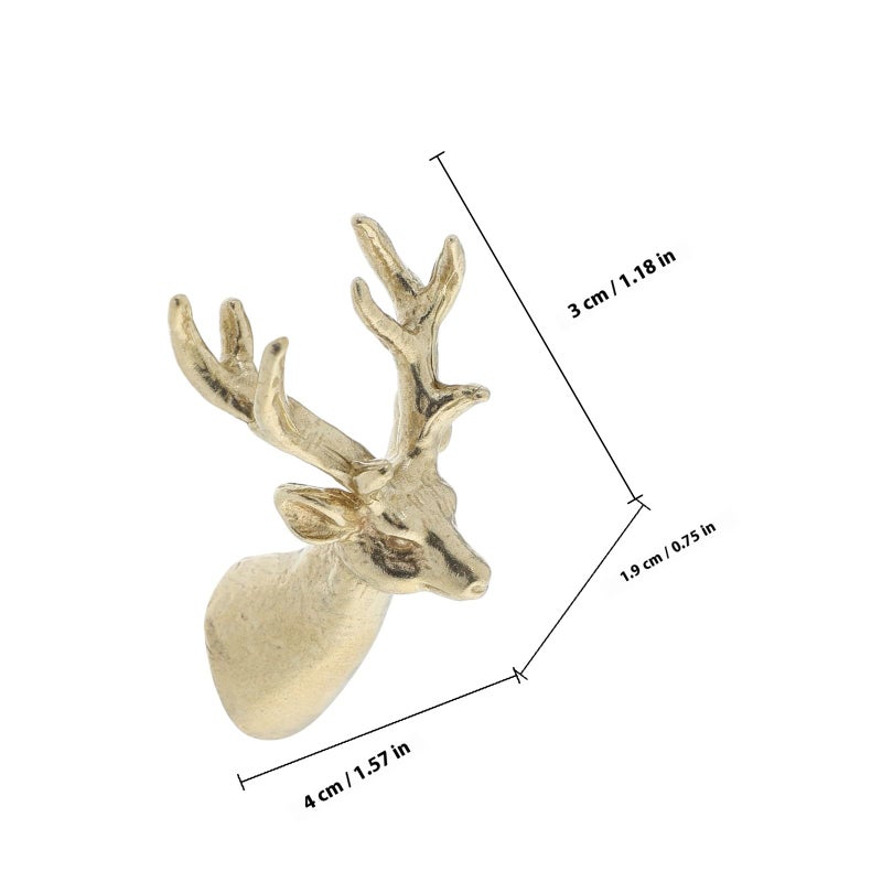 Deer Head Brass Cabinet Handles Drawer Pulls Metal Knobs Kitchen Cupboard Hardware - Image 3