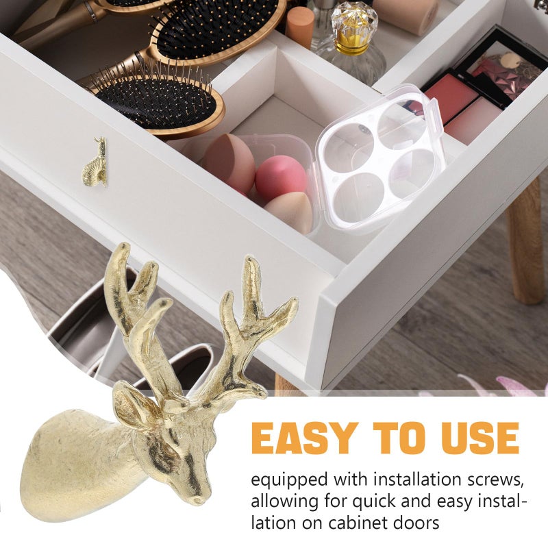 Deer Head Brass Cabinet Handles Drawer Pulls Metal Knobs Kitchen Cupboard Hardware - Image 4