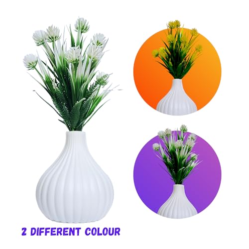 Flora Planet® Plastic Artificial Plants for Home & Office Decoration - Big Size Artificial Flowers Pot with Vase (21 cm) - Ideal Home Decor Items & Wall Decor (White) - Image 4