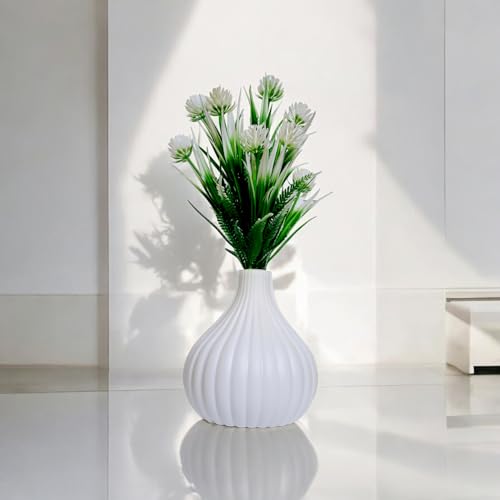 Flora Planet® Plastic Artificial Plants for Home & Office Decoration - Big Size Artificial Flowers Pot with Vase (21 cm) - Ideal Home Decor Items & Wall Decor (White) - Image 5