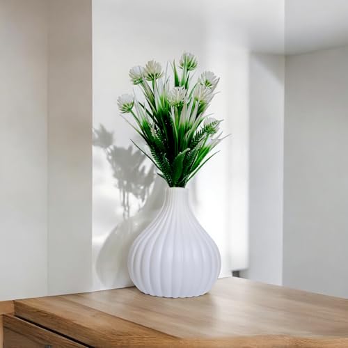 Flora Planet® Plastic Artificial Plants for Home & Office Decoration - Big Size Artificial Flowers Pot with Vase (21 cm) - Ideal Home Decor Items & Wall Decor (White) - Image 2