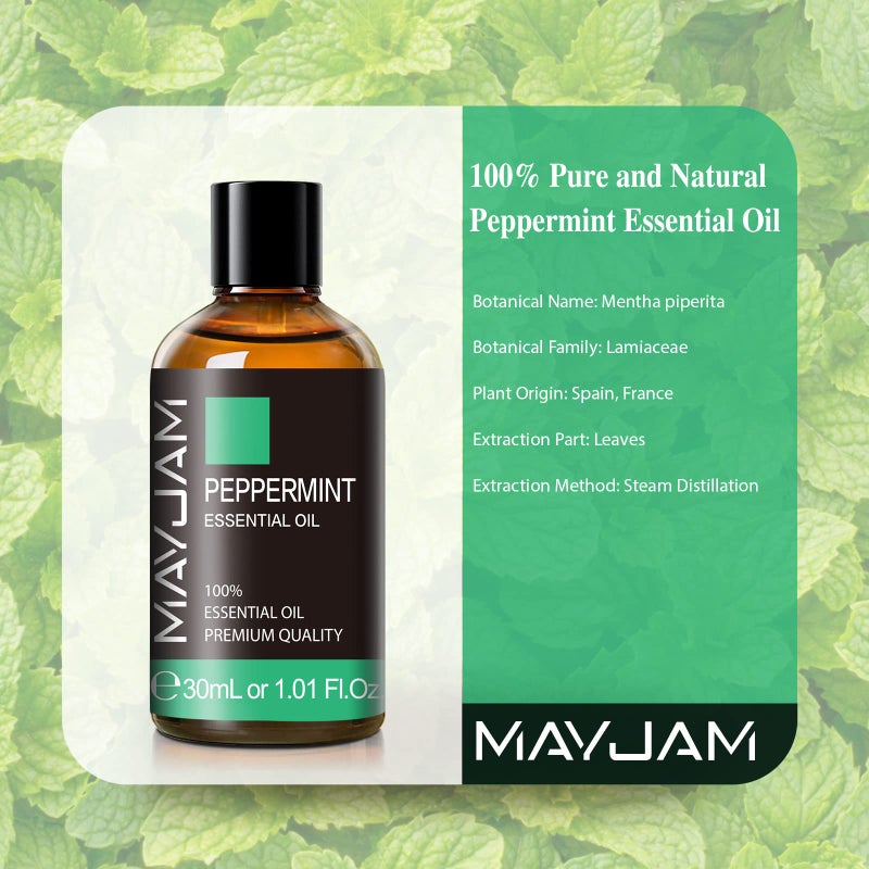 MAYJAM Peppermint Essential Oil, MAYJAM Peppermint Oil for Diffusers for Home, 30ML Pure Essential Oils for Humidifiers or DIY Bath Bomb for Home-1.01FL.OZ - Image 3