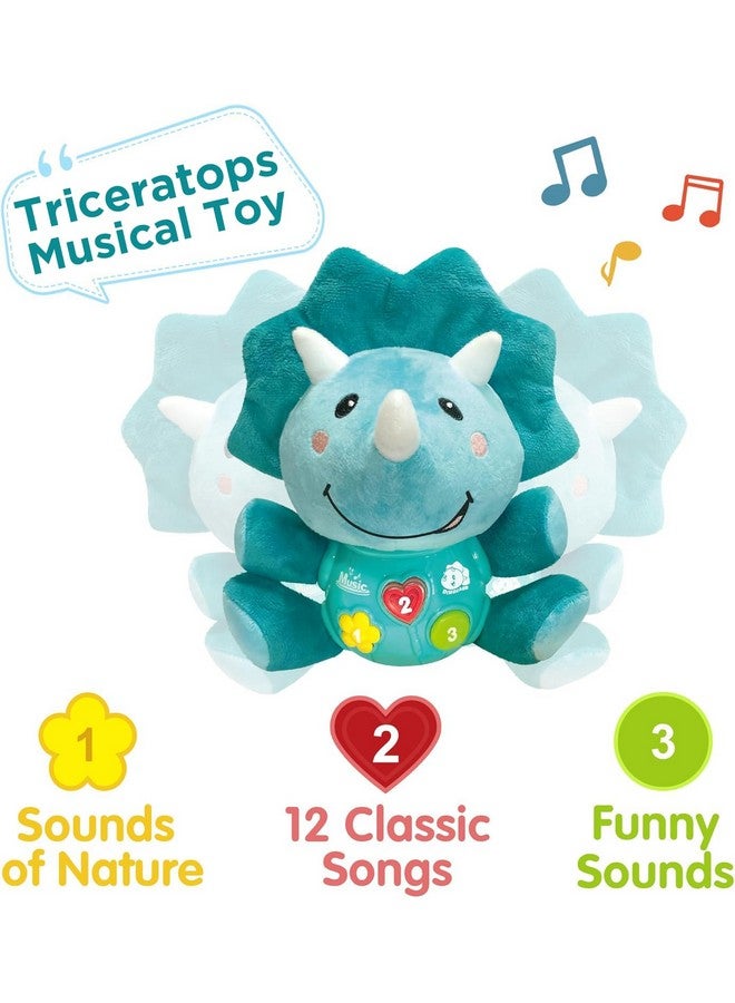 iPlay, iLearn Baby Dinosaur Musical Toys, Newborn Boys Gift, Soft Dino Plush Stuffed Animal, Infant Light Music Time, 1st Birthday Shower Gift Stuffers for 0 1 2 3 6 9 12 18 Month 1-3 Yrs Toddler Girl - Image 3