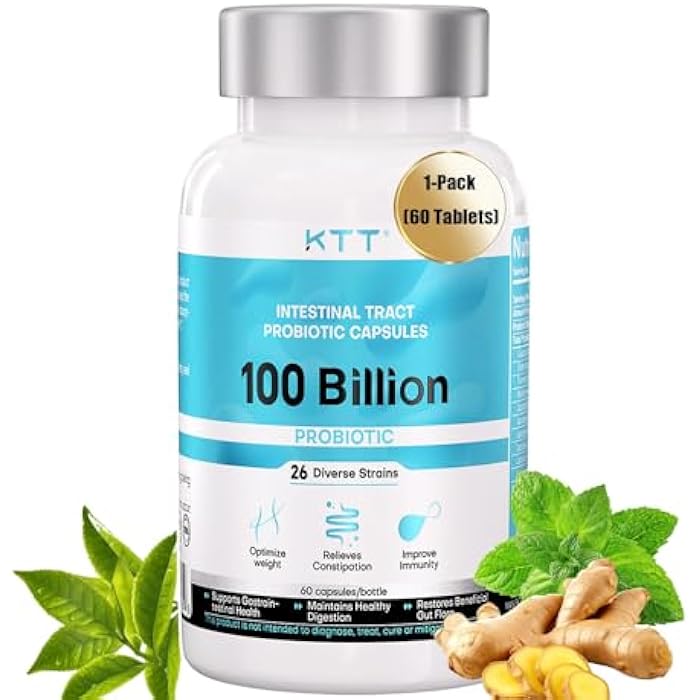 KTT Probiotics 100B CFU, 26 Strains for Gut Health & Immune Support, Promotes Digestive Balance & Regularity, Acid-Resistant Capsules, Vegetarian, 60 Count for Men & Women - Image 1