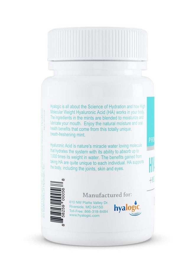 Hyalogic Oral Care Dry Mouth Mints - Hyaluronic Acid Ha & Xylitol Lozenges For Hydration - Natural Mint Breath Freshener, Sugar-Free & Vegan Friendly (60 Ct)  - Image 2