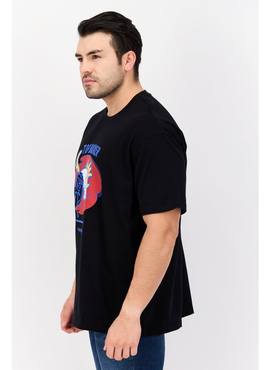 Wrangler - Men Crew Neck Short Sleeve Graphic T Shirt, Black Combo - Image 1