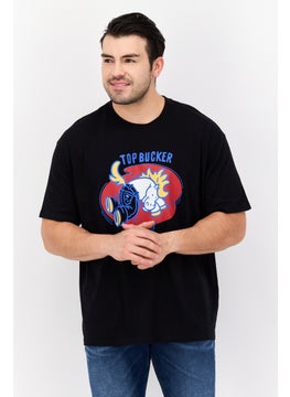 Men Crew Neck Short Sleeve Graphic T Shirt, Black Combo