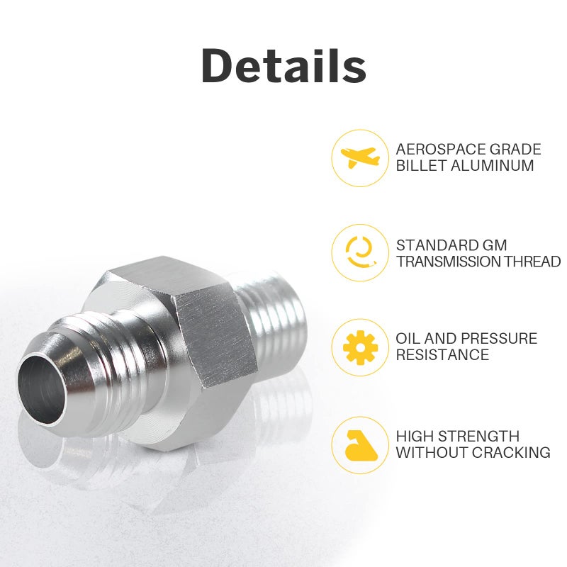 GSTP 2Pcs Transmission Adapter Fittings 6AN Flare to 14 NPSM for TH350 TH400 700R4 4L60E 2004R TR6060 AOD 4R100 4R70W C5 Transmission Front Rear Until 2007 Aluminum - Image 4