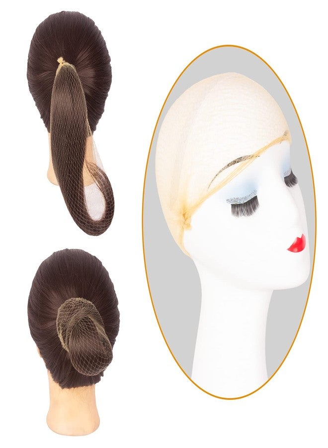 Askuang 20PCS of Blonde Hair Net Invisible Elastic Edge Mesh Stretchable Hair Nets for Women Girls Ballet Bun Food Service Sleeping Individual Package Hairnet 20" (50 cm) Blonde - Image 3