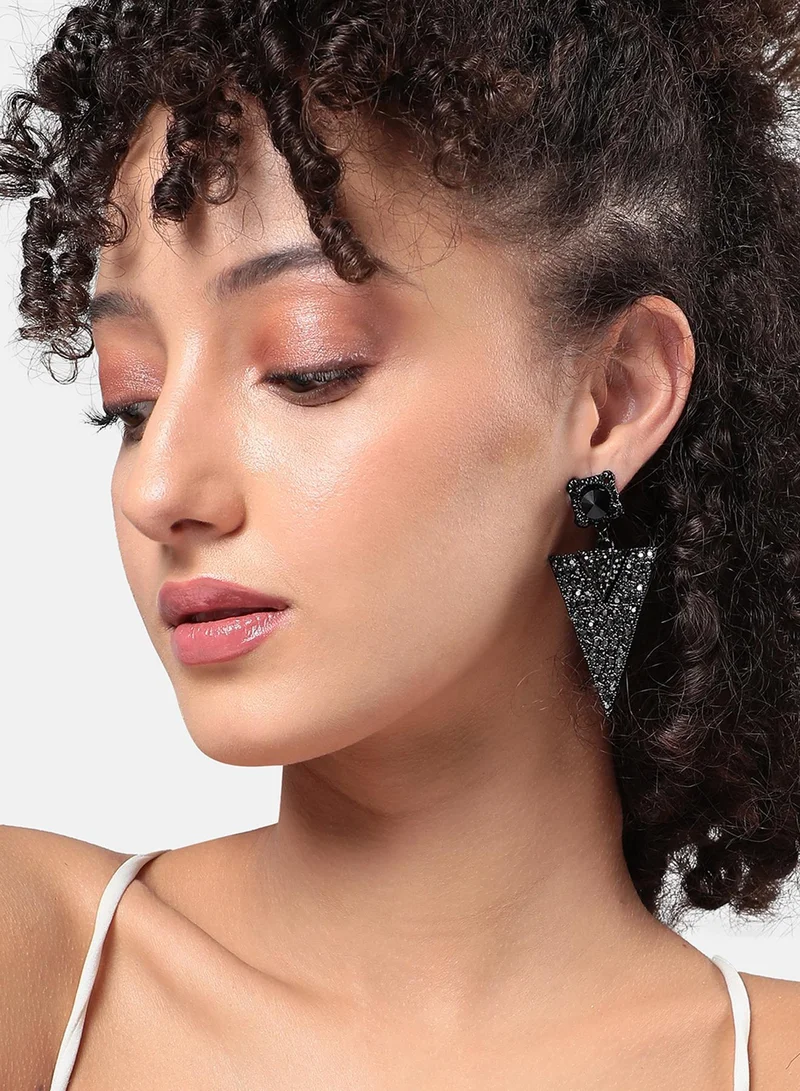 سوهي أقراط متدلية على شكل مثلث مزين - أسود كربوني