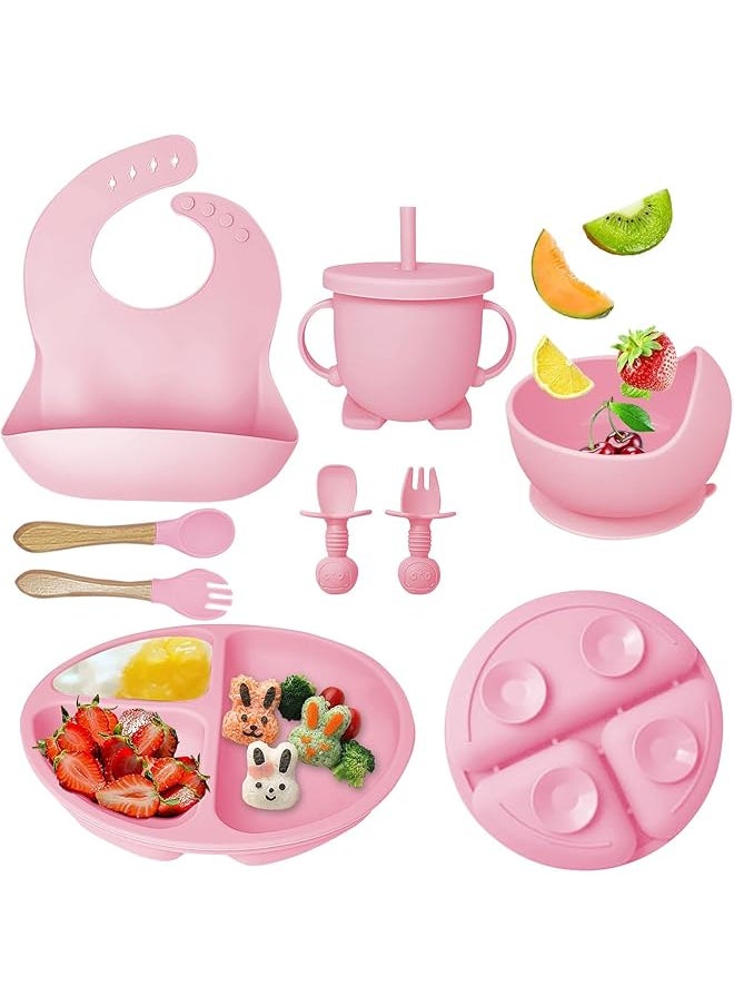 U-HOOME - Silicone Baby Feeding Set Baby Led Weaning Supplies Suction Bowl Divided Plate Toddler Self Feeding - Image 1