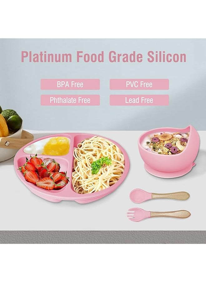 U-HOOME - Silicone Baby Feeding Set Baby Led Weaning Supplies Suction Bowl Divided Plate Toddler Self Feeding - Image 1