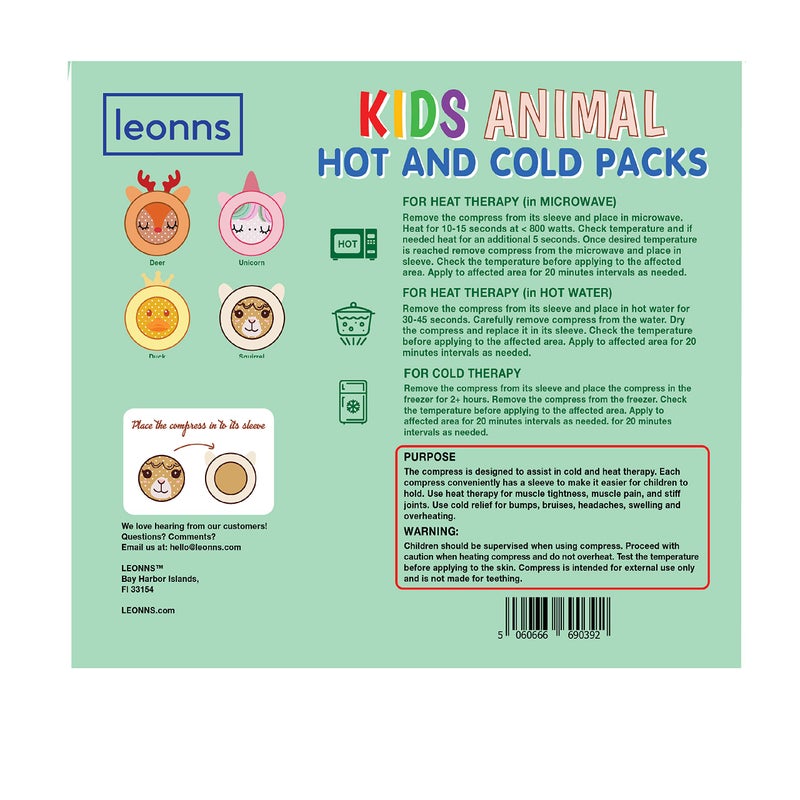 LeonnsÂ® Kids Ice Packs for Boo Boos, Reusable Cold Packs for Toddlers and Children with Soft Animal Covers | Relief for Bumps, Swelling, Bruises and Pain - Cute Gel Ice Pack Set 4-Pack (Unicorn) - Image 5